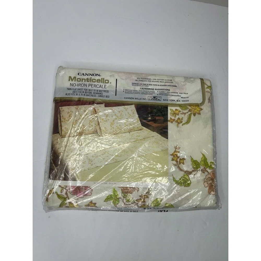 Vintage Cannon Monticello Twin Flat Sheet